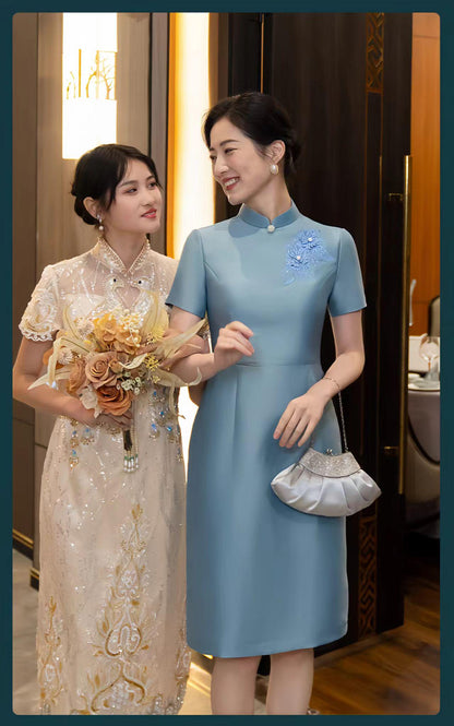Women's Red Floral Qipao Cheongsam Dress – Linen