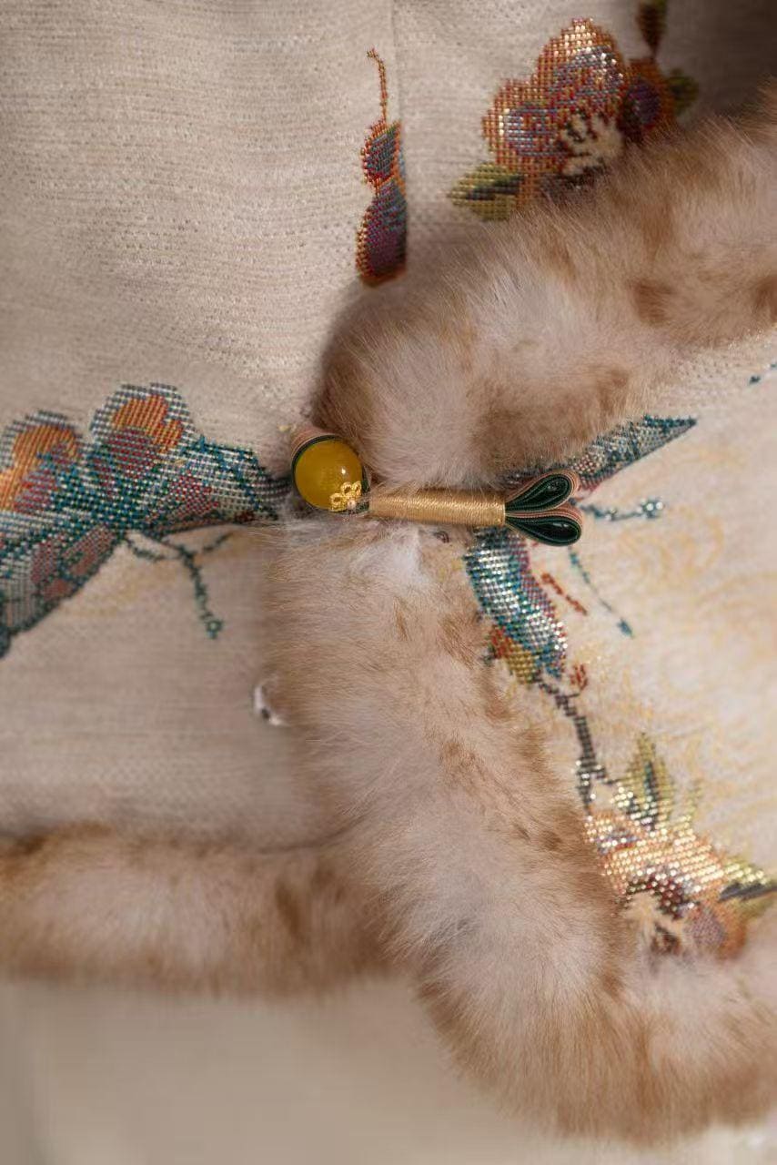 Floral Embroidered Vintage Jacquard Chinese Style Vest – additional product view