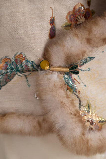 Floral Embroidered Vintage Jacquard Chinese Style Vest – additional product view