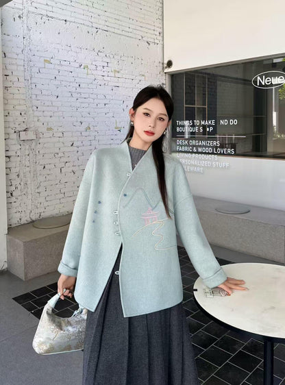 Women's Vintage Chinese Tang Jacket – Wool – additional product view