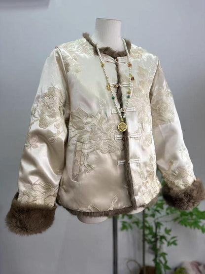 Women's Floral Silk Chinese Tang Jacket – Long Sleeve – additional product view