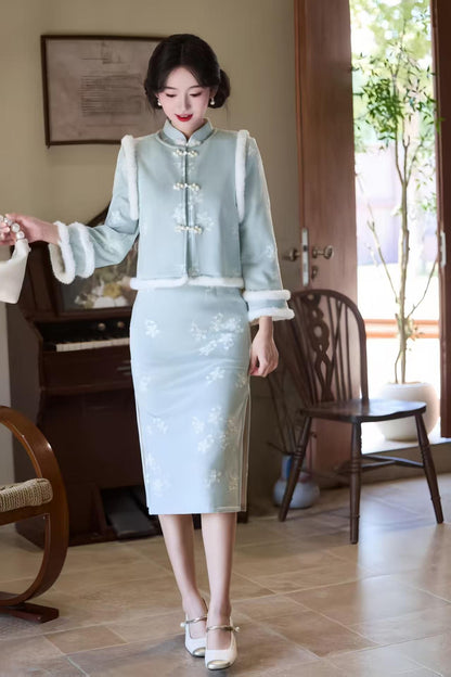 Women's Embroidered Modern Chinese Two-Piece Set – Winter – additional product view