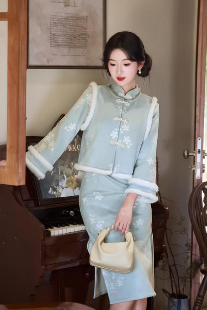 Women's Embroidered Modern Chinese Two-Piece Set – Winter – additional product view