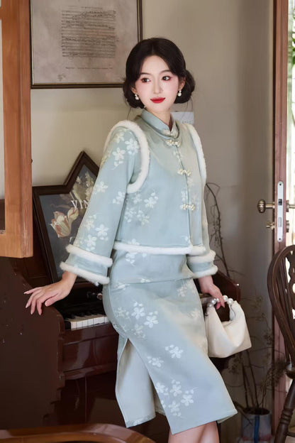Women's Embroidered Modern Chinese Two-Piece Set – Winter – additional product view