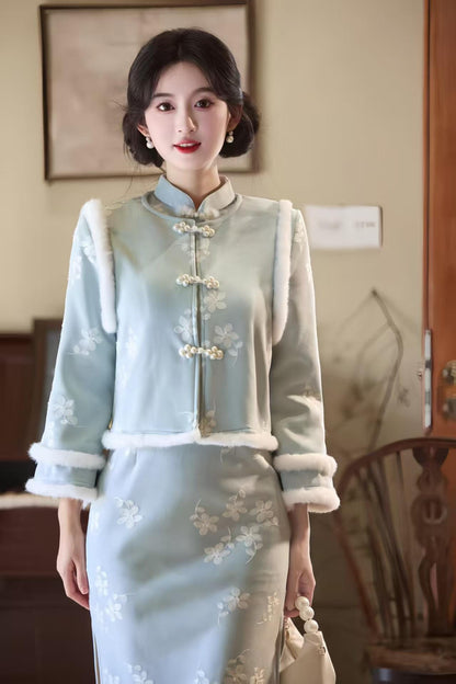 Women's Embroidered Modern Chinese Two-Piece Set – Winter – additional product view