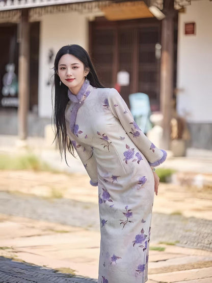 Women's Elegant Qipao Cheongsam Dress – Long Sleeve – additional product view