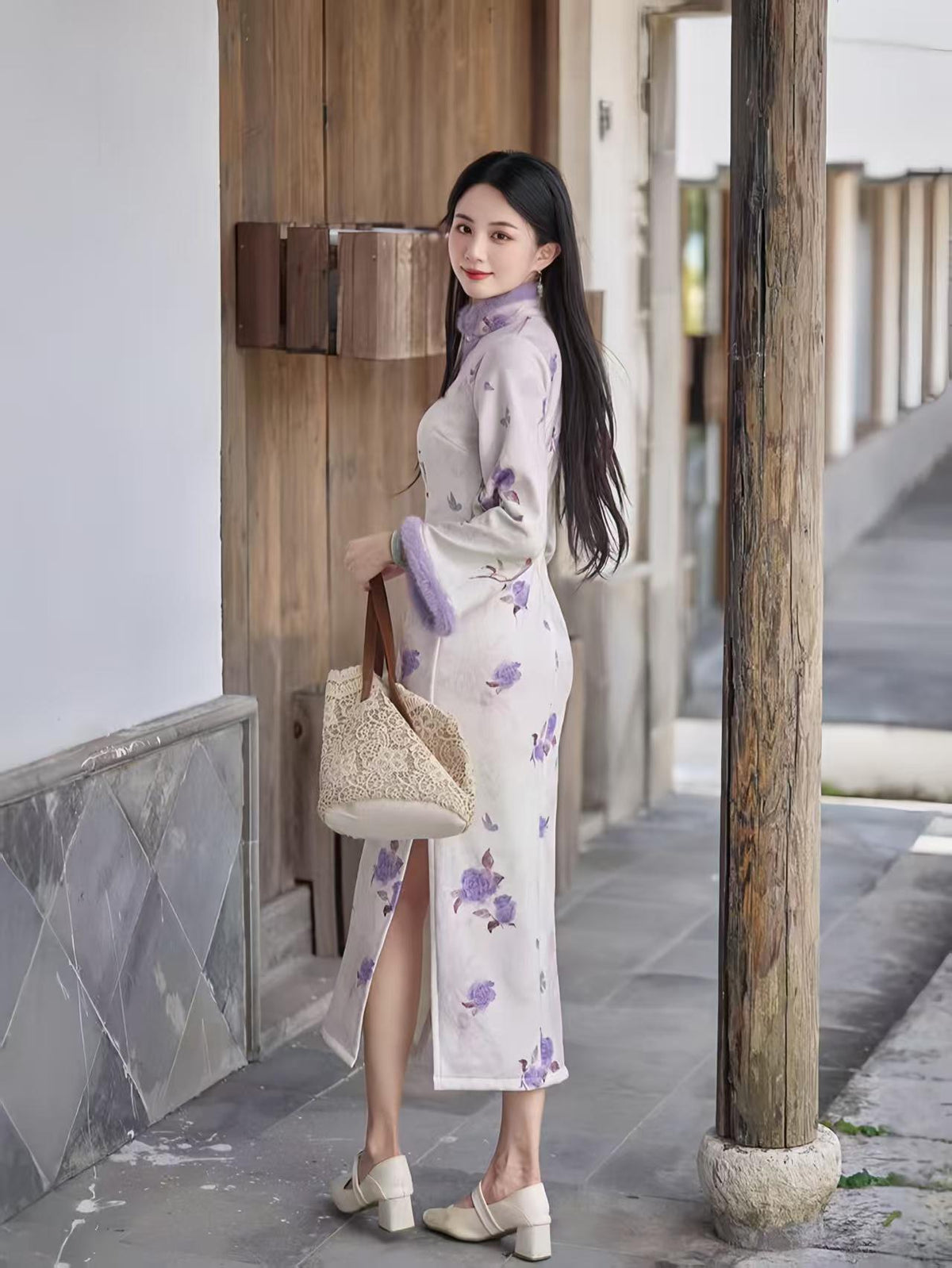 Women's Elegant Qipao Cheongsam Dress – Long Sleeve – additional product view