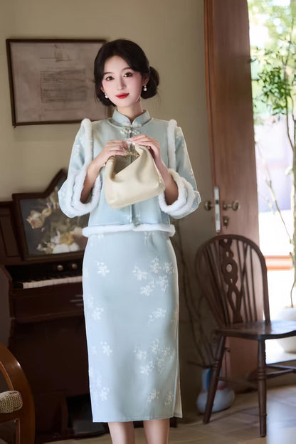 Women's Embroidered Modern Chinese Two-Piece Set – Winter – additional product view