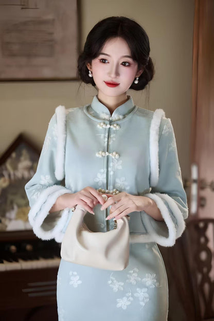 Women's Embroidered Modern Chinese Two-Piece Set – Winter – additional product view