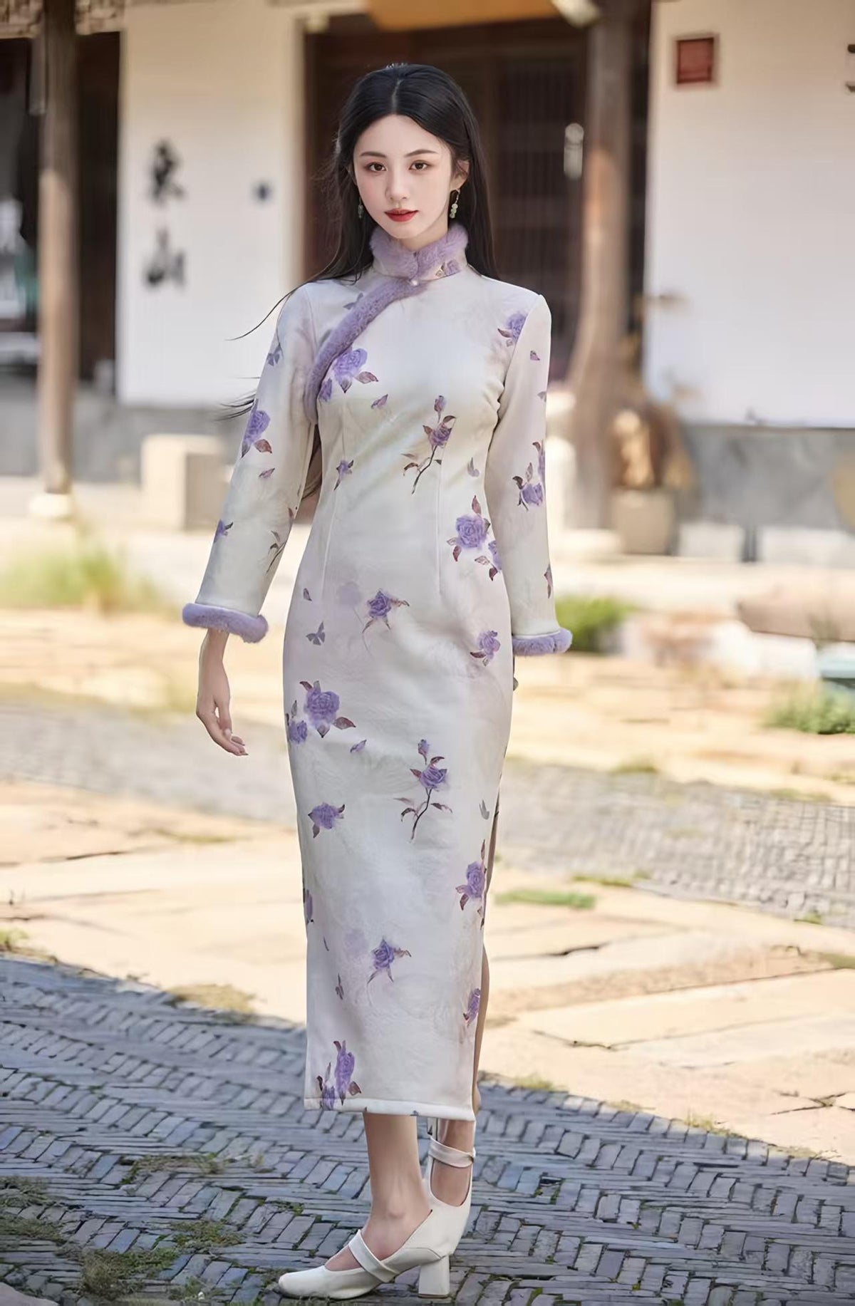 Women's Elegant Qipao Cheongsam Dress – Long Sleeve – additional product view