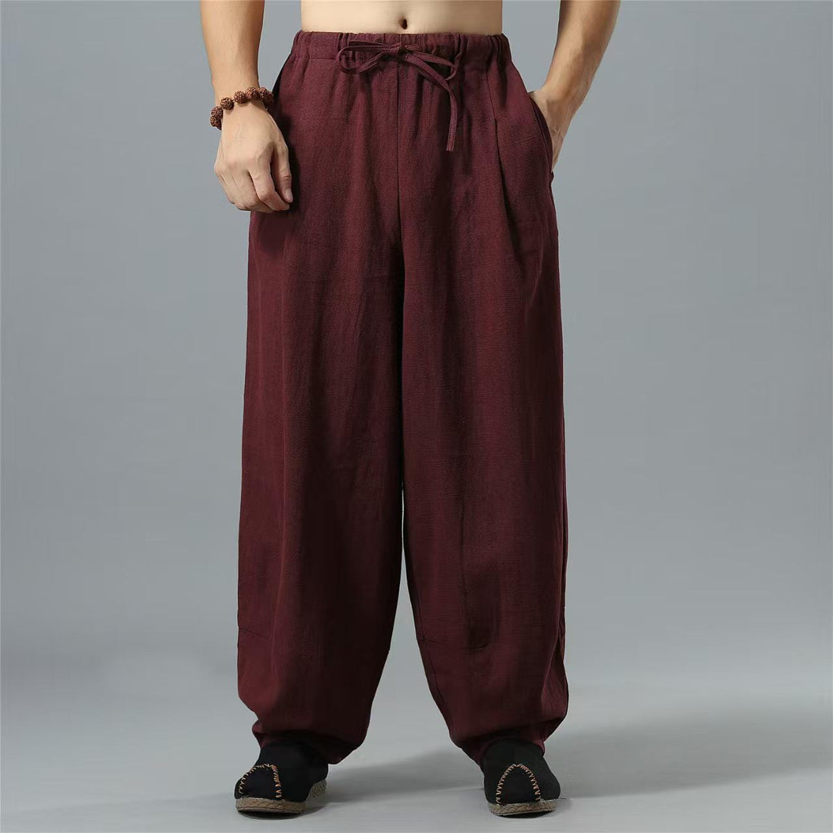 Men's Linen Drawstring Tang Pants – additional product view