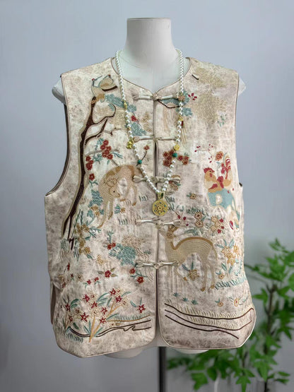 Embroidered Vintage Chinese Style Vest – Velvet – additional product view