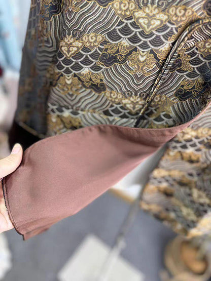 Women's Jacquard Silk Chinese Style Blouse – Long Sleeve – additional product view