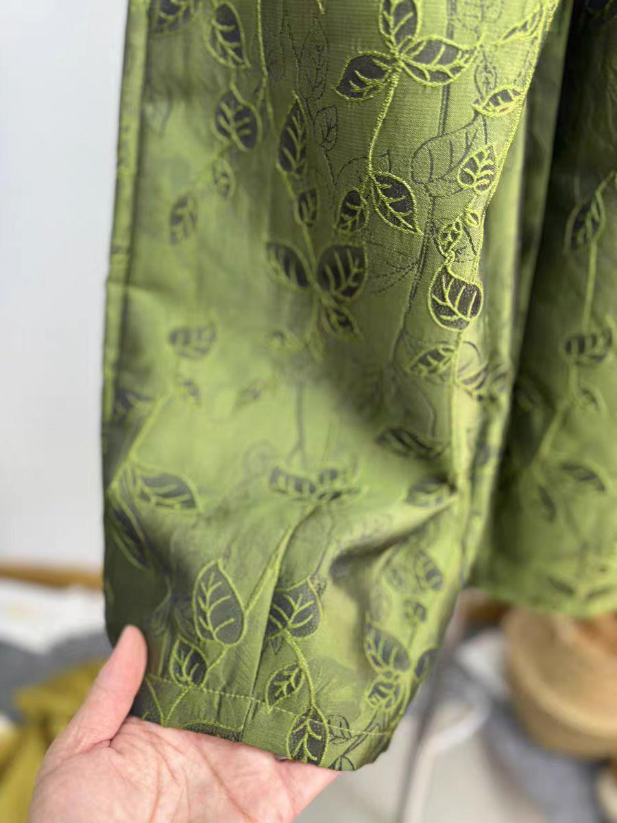 Embroidered Jacquard Silk Chinese Style Wide-Leg Pants – additional product view