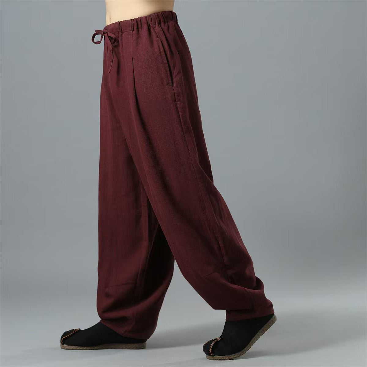 Men's Linen Drawstring Tang Pants – additional product view