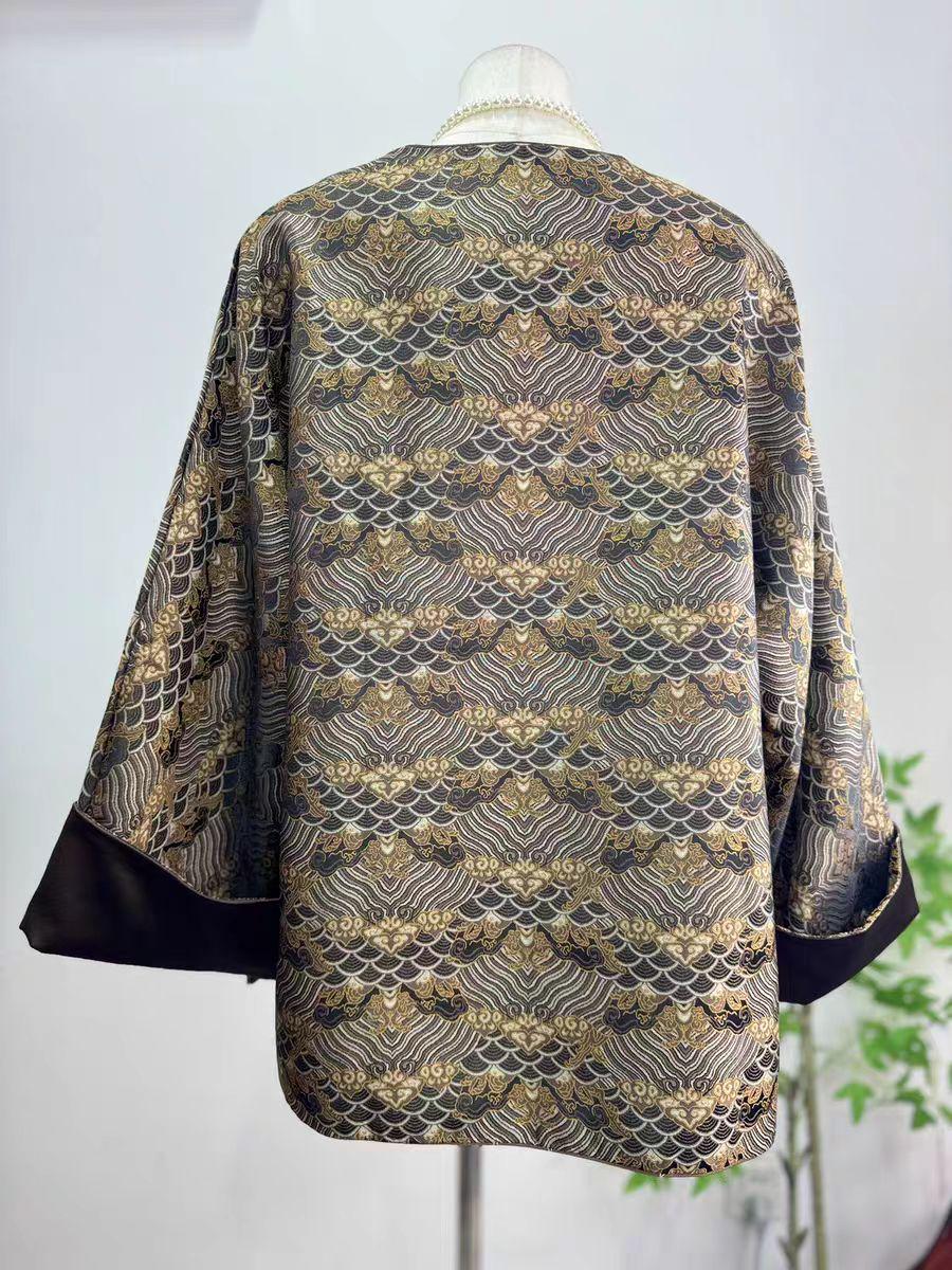 Women's Jacquard Silk Chinese Style Blouse – Long Sleeve – additional product view