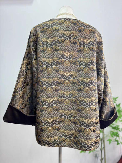 Women's Jacquard Silk Chinese Style Blouse – Long Sleeve – additional product view