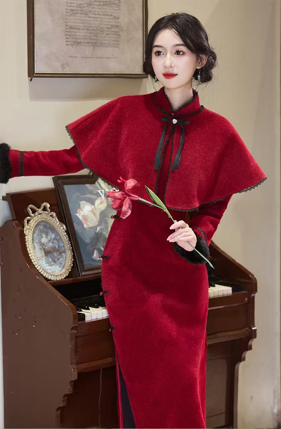 Women's Elegant Modern Chinese Two-Piece Set – Long Sleeve – additional product view