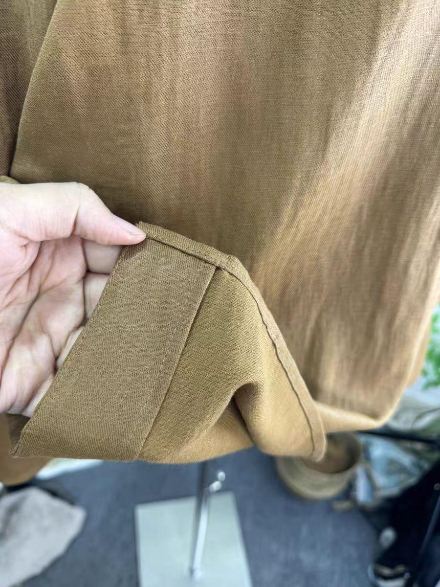 Women's Vintage Chinese Style Blouse – Linen Mandarin Collar – additional product view