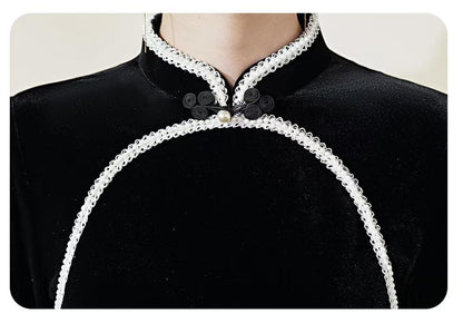 Women's Black Vintage Qipao Cheongsam Dress – additional product view