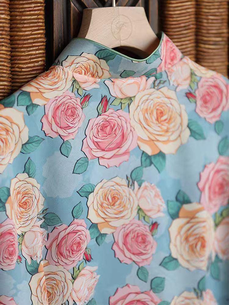 Women's Floral Qipao Cheongsam Dress – Chiffon – additional product view