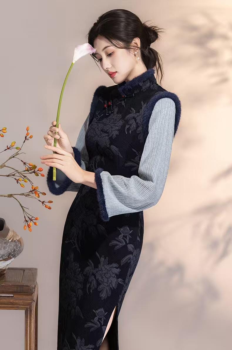 Women's Vintage Qipao Cheongsam Dress – Chenille – additional product view