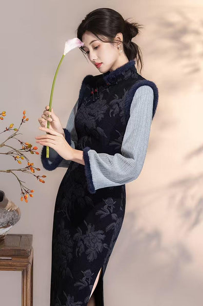 Women's Vintage Qipao Cheongsam Dress – Chenille – additional product view