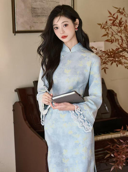 Women's Vintage Qipao Cheongsam Dress – Fall Winter – additional product view
