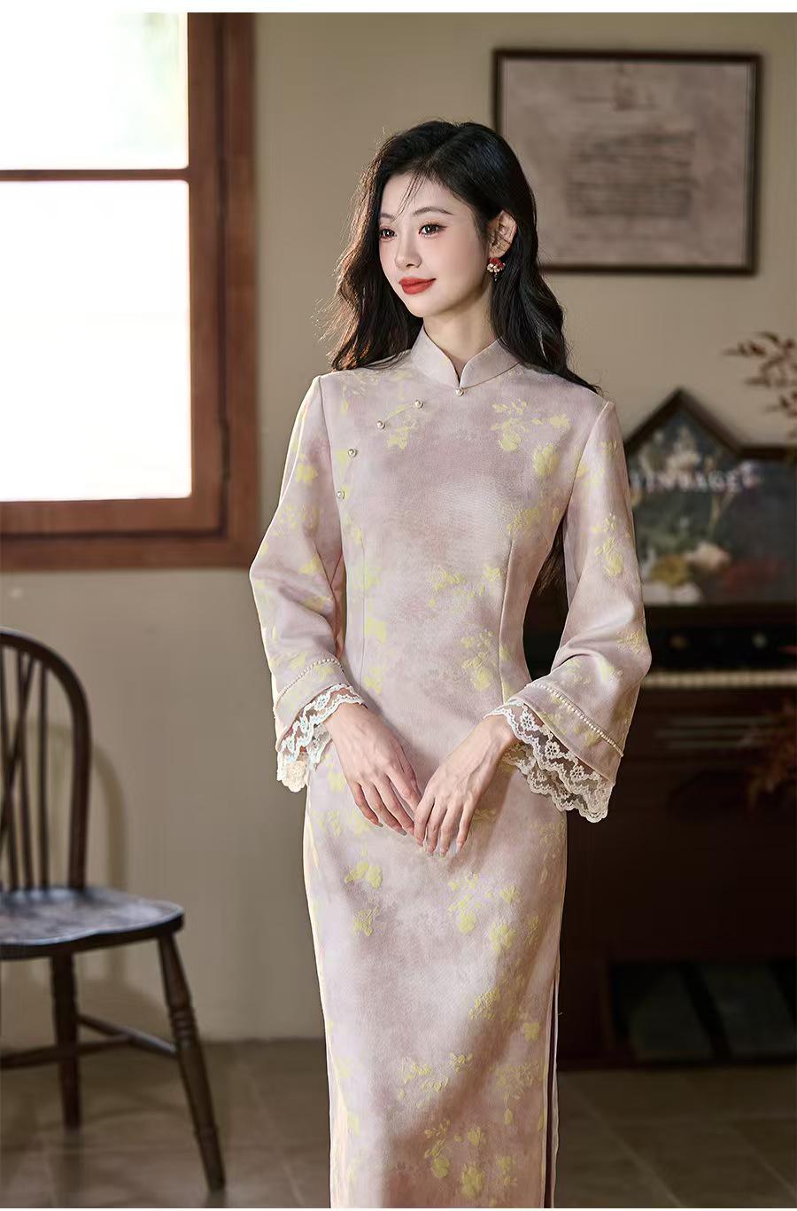 Women's Vintage Qipao Cheongsam Dress – Fall Winter – additional product view