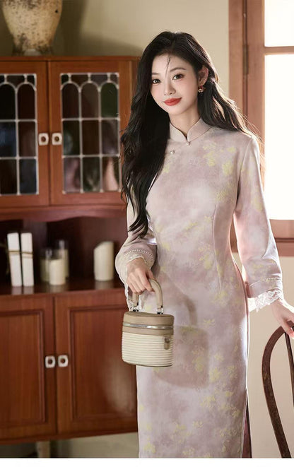 Women's Vintage Qipao Cheongsam Dress – Fall Winter – additional product view