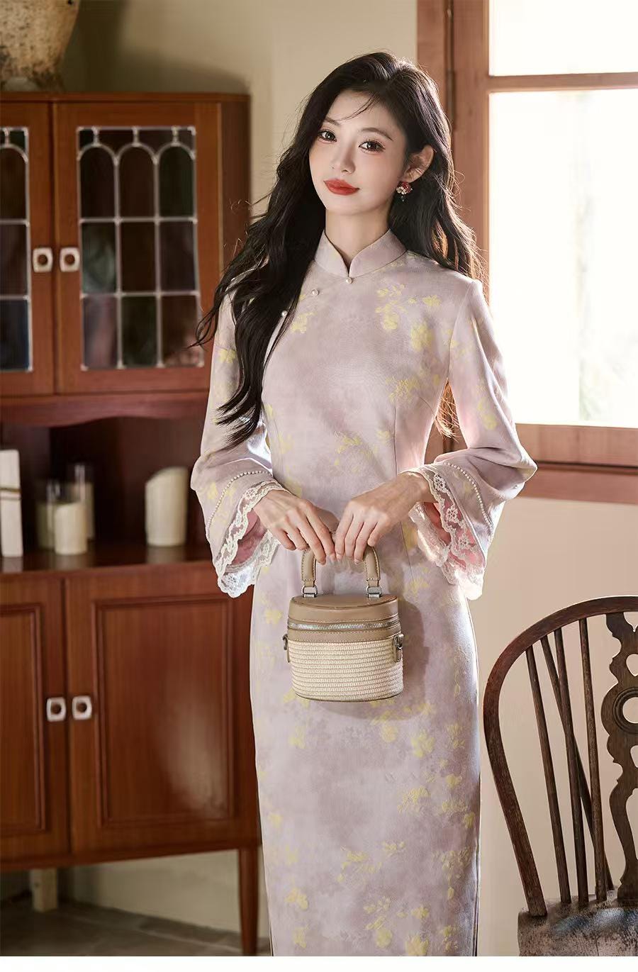 Women's Vintage Qipao Cheongsam Dress – Fall Winter – additional product view