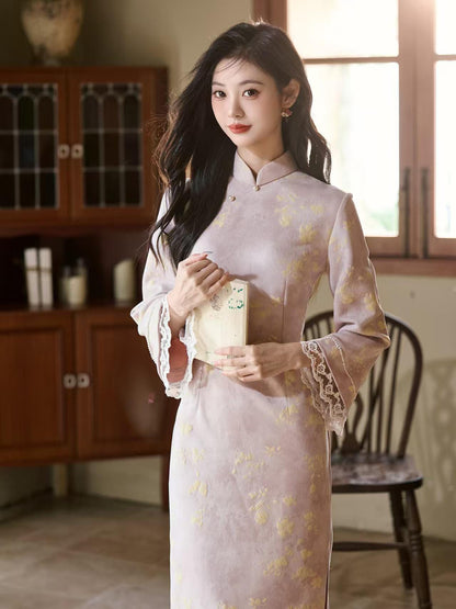 Women's Vintage Qipao Cheongsam Dress – Fall Winter – additional product view
