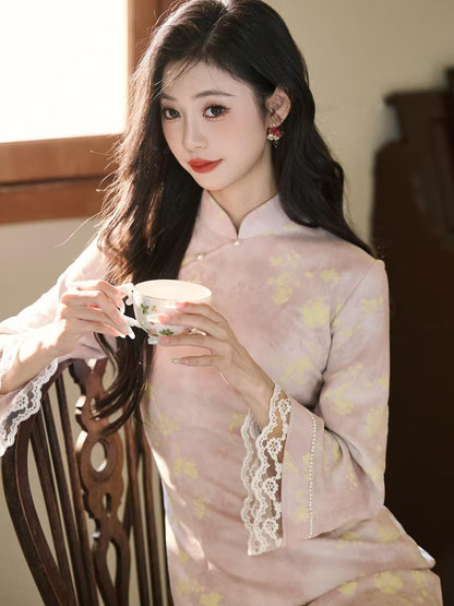 Women's Vintage Qipao Cheongsam Dress – Fall Winter – additional product view