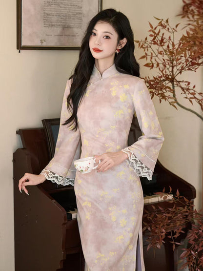 Women's Vintage Qipao Cheongsam Dress – Fall Winter – additional product view