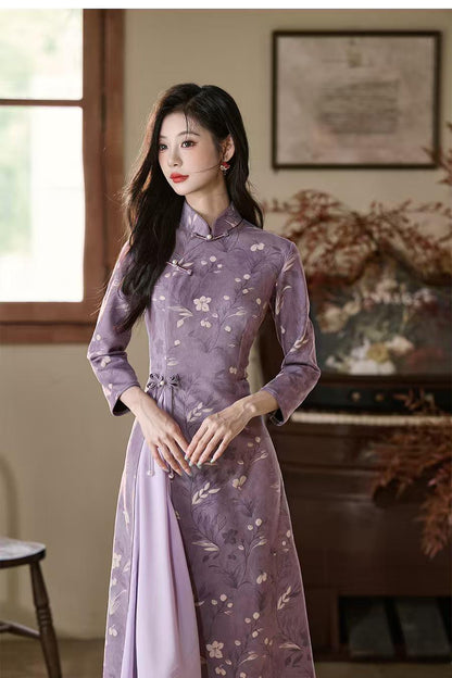 Women's Vintage Qipao Cheongsam Dress – Velvet – additional product view