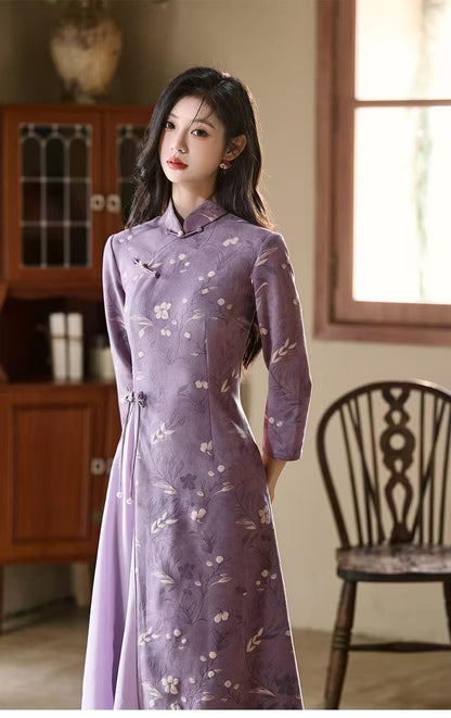 Women's Vintage Qipao Cheongsam Dress – Velvet – additional product view
