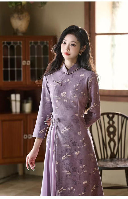Women's Vintage Qipao Cheongsam Dress – Velvet – additional product view