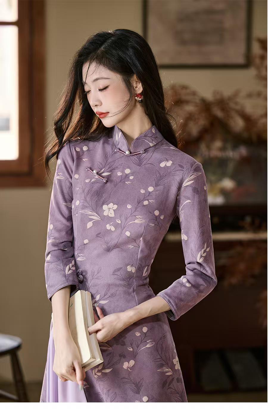 Women's Vintage Qipao Cheongsam Dress – Velvet – additional product view