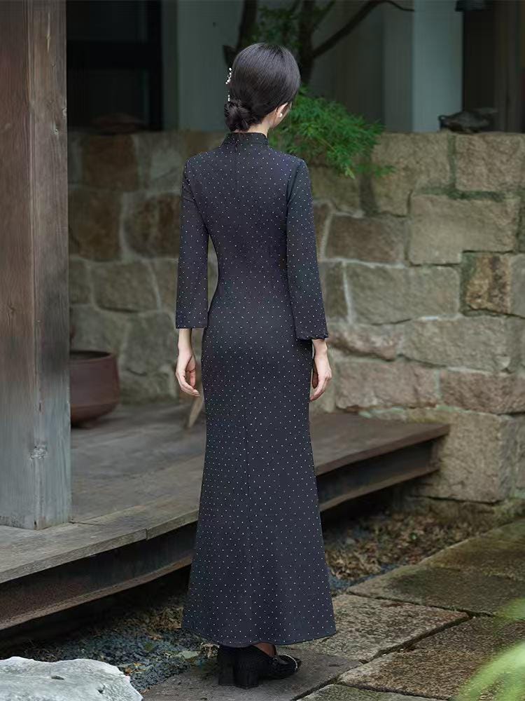 Women's Black Vintage Qipao Cheongsam Dress – additional product view