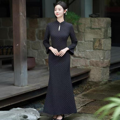 Women's Black Vintage Qipao Cheongsam Dress