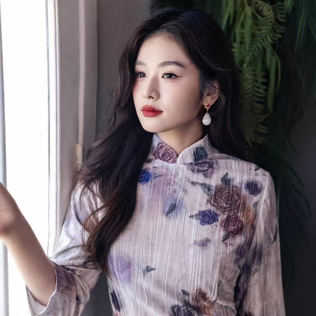 Women's Floral Qipao Cheongsam Dress – Winter – additional product view