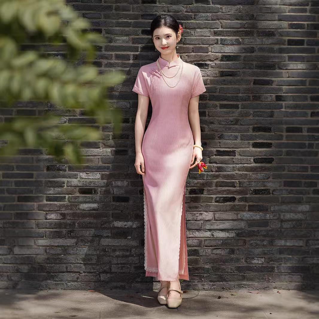 Women's Green Vintage Qipao Cheongsam Dress – Spring Summer – additional product view