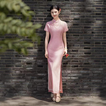 Women's Green Vintage Qipao Cheongsam Dress – Spring Summer – additional product view
