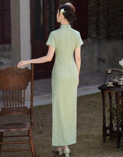 Women's Green Vintage Qipao Cheongsam Dress – Spring Summer – additional product view
