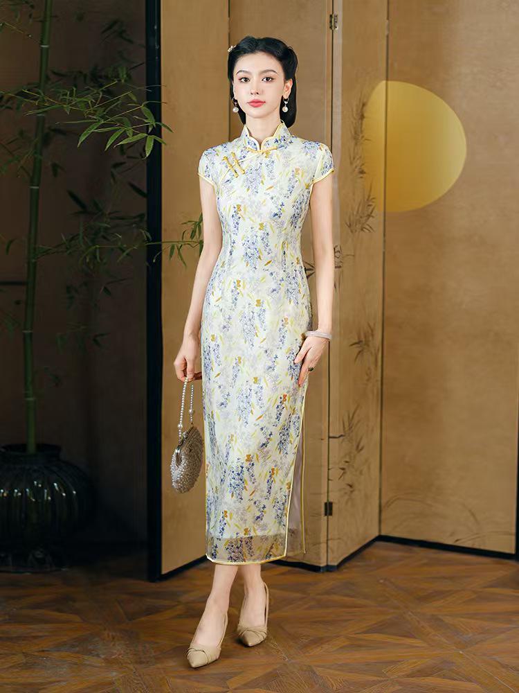 Women's Vintage Qipao Cheongsam Dress – Chiffon – additional product view