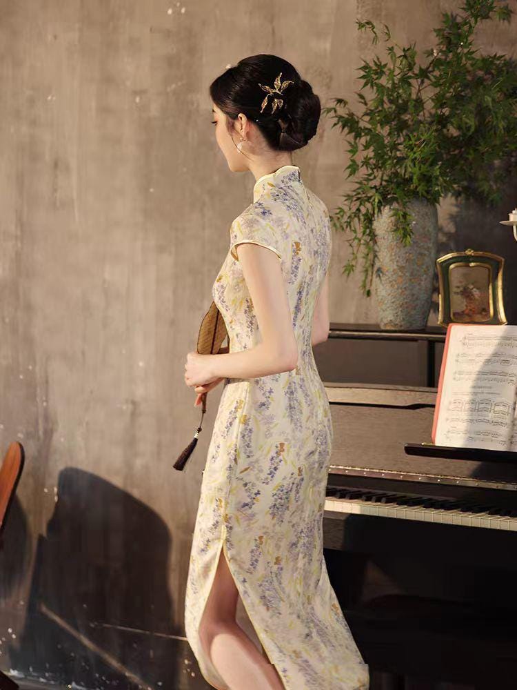 Women's Vintage Qipao Cheongsam Dress – Chiffon – additional product view