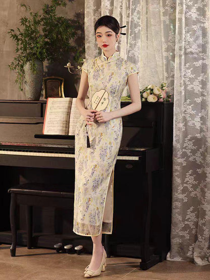 Women's Vintage Qipao Cheongsam Dress – Chiffon – additional product view