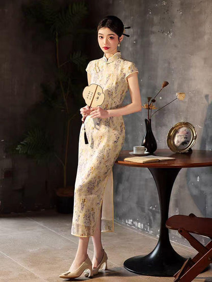 Women's Vintage Qipao Cheongsam Dress – Chiffon – additional product view