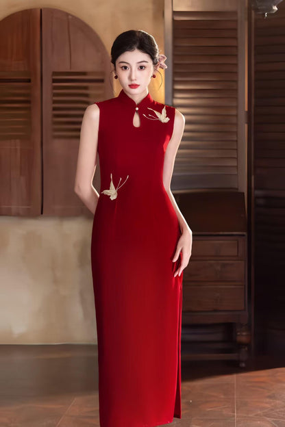 Women's Elegant Satin Qipao Cheongsam Dress – Printed Long – additional product view
