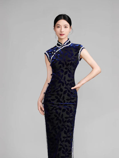 Women's Elegant Velvet Qipao Cheongsam Dress – Maxi – additional product view